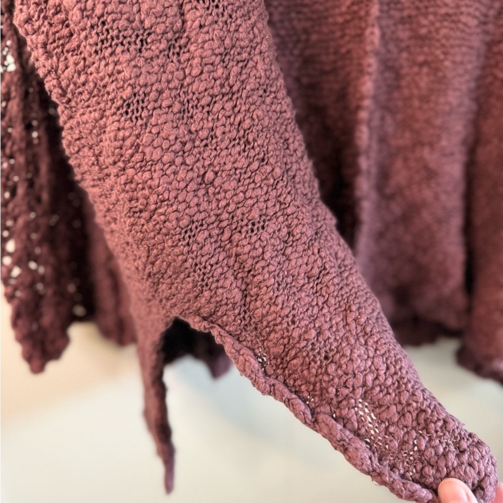 Free People- Pretty Pointelle Chunky Knit Sweater in Dusty Purple, Size XS - Picture 9 of 12